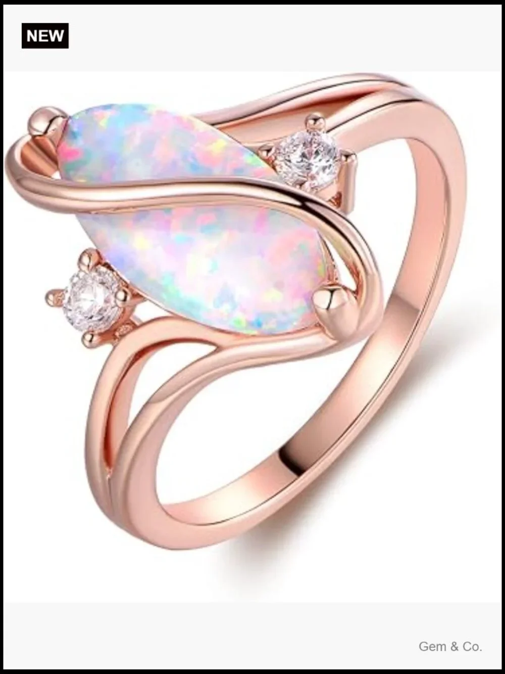 Layered Opal Statement Ring - 18K Gold Plated Synthetic Stone 7